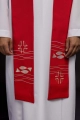 Stuła kapłańska czerwona z dekoracyjnym haftem - KST/022/02/01 - HAF KST/022/02/01 - Dewocjonalia P.H. Jakóbczak - Katolicki sklep liturgiczny i hurtownia