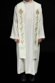 Stuła liturgiczna ecru z haftem IHS - KST/037/05/01 - HAF KST/037/05/01 - Dewocjonalia P.H. Jakóbczak - Katolicki sklep liturgiczny i hurtownia