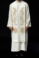 Stuła liturgiczna ecru z haftem IHS - KST/031/05/01 - HAF KST/031/05/01 - Dewocjonalia P.H. Jakóbczak - Katolicki sklep liturgiczny i hurtownia