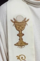 Stuła liturgiczna ecru z haftem IHS - KST/411/05/01 - HAF KST/411/05/01 - Dewocjonalia P.H. Jakóbczak - Katolicki sklep liturgiczny i hurtownia