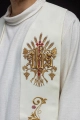 Stuła liturgiczna ecru z haftem IHS - KST/411/05/01 - HAF KST/411/05/01 - Dewocjonalia P.H. Jakóbczak - Katolicki sklep liturgiczny i hurtownia