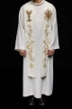 Stuła liturgiczna ecru z haftem IHS - KST/411/05/01 - HAF KST/411/05/01 - Dewocjonalia P.H. Jakóbczak - Katolicki sklep liturgiczny i hurtownia