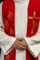 Stuła liturgiczna czerwona z haftem krzyża - KST/216/02/62 - HAF KST/216/02/62 - Dewocjonalia P.H. Jakóbczak - Katolicki sklep liturgiczny i hurtownia