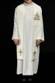Stuła kapłańska ecru z haftem IHS - KST/157/05/01 - HAF KST/157/05/01 - Dewocjonalia P.H. Jakóbczak - Katolicki sklep liturgiczny i hurtownia