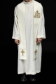 Stuła kapłańska ecru z haftem IHS - KST/157/05/01 - HAF KST/157/05/01 - Dewocjonalia P.H. Jakóbczak - Katolicki sklep liturgiczny i hurtownia