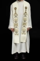 Stuła liturgiczna ecru z haftem IHS - KST/042/05/01 - HAF KST/042/05/01 - Dewocjonalia P.H. Jakóbczak - Katolicki sklep liturgiczny i hurtownia