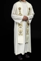 Stuła liturgiczna ecru z haftem IHS - KST/042/05/01 - HAF KST/042/05/01 - Dewocjonalia P.H. Jakóbczak - Katolicki sklep liturgiczny i hurtownia