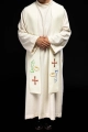 Stuła liturgiczna ecru z haftem krzyża - KST/007/05/12 - HAF KST/007/05/12 - Dewocjonalia P.H. Jakóbczak - Katolicki sklep liturgiczny i hurtownia