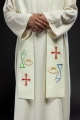 Stuła liturgiczna ecru z haftem krzyża - KST/007/05/12 - HAF KST/007/05/12 - Dewocjonalia P.H. Jakóbczak - Katolicki sklep liturgiczny i hurtownia