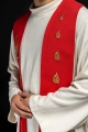 Stuła liturgiczna czerwona z dekoracyjnym haftem - KST/030/02/01 - HAF KST/030/02/01 - Dewocjonalia P.H. Jakóbczak - Katolicki sklep liturgiczny i hurtownia