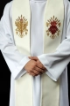 Stuła kapłańska ecru z haftem IHS - KST/159/05/01 - HAF KST/159/05/01 - Dewocjonalia P.H. Jakóbczak - Katolicki sklep liturgiczny i hurtownia