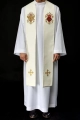 Stuła kapłańska ecru z haftem IHS - KST/159/05/01 - HAF KST/159/05/01 - Dewocjonalia P.H. Jakóbczak - Katolicki sklep liturgiczny i hurtownia