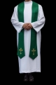 Stuła kapłańska zielona z haftem krzyża - KST/638/01/11 - HAF KST/638/01/11 - Dewocjonalia P.H. Jakóbczak - Katolicki sklep liturgiczny i hurtownia