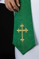Stuła kapłańska zielona z haftem krzyża - KST/638/01/11 - HAF KST/638/01/11 - Dewocjonalia P.H. Jakóbczak - Katolicki sklep liturgiczny i hurtownia