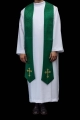 Stuła kapłańska zielona z haftem krzyża - KST/638/01/11 - HAF KST/638/01/11 - Dewocjonalia P.H. Jakóbczak - Katolicki sklep liturgiczny i hurtownia