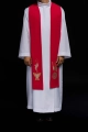 Stuła kapłańska czerwona z haftem eucharystycznym - KST/009/02/01 - HAF KST/009/02/01 - Dewocjonalia P.H. Jakóbczak - Katolicki sklep liturgiczny i hurtownia