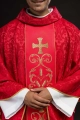 Czerwony ornat liturgiczny z haftowanym pasem - KOR/148/02/01 - HAF KOR/148/02/01 - Dewocjonalia P.H. Jakóbczak - Katolicki sklep liturgiczny i hurtownia