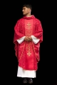 Czerwony ornat liturgiczny z haftowanym pasem - KOR/148/02/01 - HAF KOR/148/02/01 - Dewocjonalia P.H. Jakóbczak - Katolicki sklep liturgiczny i hurtownia