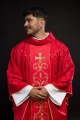 Czerwony ornat liturgiczny z haftowanym pasem - KOR/148/02/01 - HAF KOR/148/02/01 - Dewocjonalia P.H. Jakóbczak - Katolicki sklep liturgiczny i hurtownia