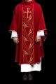 Czerwony ornat z haftowaną taśmą PAX - LE/7050/02 - HAF LE/7050/02 - Dewocjonalia P.H. Jakóbczak - Katolicki sklep liturgiczny i hurtownia