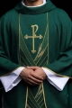 Zielony ornat z haftowanym pasem PAX - LE/7050/01 - HAF LE/7050/01 - Dewocjonalia P.H. Jakóbczak - Katolicki sklep liturgiczny i hurtownia
