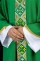 Zielony ornat z haftowanym pasem ozdobnym - LE/7042/01 - HAF LE/7042/01 - Dewocjonalia P.H. Jakóbczak - Katolicki sklep liturgiczny i hurtownia