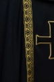 Czarny ornat liturgiczny z haftowanym krzyżem i żakardowymi pasami - KOR/975/07/70 - HAF KOR/975/07/70 - Dewocjonalia P.H. Jakóbczak - Katolicki sklep liturgiczny i hurtownia
