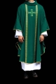 Zielony ornat liturgiczny z haftowanym krzyżem i żakardowymi pasami - KOR/975/01/70 - HAF KOR/975/01/70 - Dewocjonalia P.H. Jakóbczak - Katolicki sklep liturgiczny i hurtownia