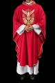 Czerwony ornat z haftowanym kołnierzem i symbolem Ducha Świętego - LE/7046/02 - HAF LE/7046/02 - Dewocjonalia P.H. Jakóbczak - Katolicki sklep liturgiczny i hurtownia