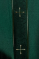 Ornat zielony z haftowanym pasem i kołnierzem zdobionym krzyżem - LE/7073/01 - HAF LE/7073/01 - Dewocjonalia P.H. Jakóbczak - Katolicki sklep liturgiczny i hurtownia