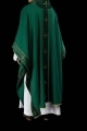 Ornat zielony z haftowanym pasem i kołnierzem zdobionym krzyżem - LE/7073/01 - HAF LE/7073/01 - Dewocjonalia P.H. Jakóbczak - Katolicki sklep liturgiczny i hurtownia