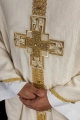 Ręcznie zdobiony ornat ecru z kamieniami naturalnymi - HM/7015/05/99 - HAF HM/7015/05/99 - Dewocjonalia P.H. Jakóbczak - Katolicki sklep liturgiczny i hurtownia
