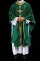 Ręcznie zdobiony ornat zielony z kamieniami naturalnymi - HM/7015/01/99 - HAF HM/7015/01/99 - Dewocjonalia P.H. Jakóbczak - Katolicki sklep liturgiczny i hurtownia