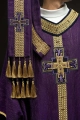 Ręcznie zdobiony ornat fioletowy z kamieniami naturalnymi - HM/7015/03/99 - HAF HM/7015/03/99 - Dewocjonalia P.H. Jakóbczak - Katolicki sklep liturgiczny i hurtownia