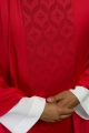 Czerwony ornat z żakardowym pasem we wzór krzyża - KOR/402/02/53 - HAF KOR/402/02/53 - Dewocjonalia P.H. Jakóbczak - Katolicki sklep liturgiczny i hurtownia