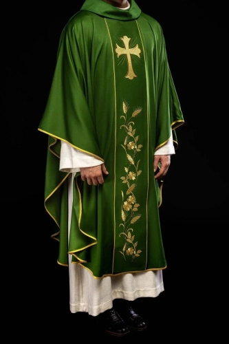 Ornat zielony z haftowanym krzyżem i motywem kłosów pszenicy - KOR/375/01/53 - HAF KOR/375/01/53 - Dewocjonalia P.H. Jakóbczak - Katolicki sklep liturgiczny i hurtownia
