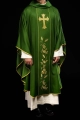 Ornat zielony z haftowanym krzyżem i motywem kłosów pszenicy - KOR/375/01/53 - HAF KOR/375/01/53 - Dewocjonalia P.H. Jakóbczak - Katolicki sklep liturgiczny i hurtownia