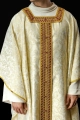 Ręcznie wykonany ornat liturgiczny ecru z kamieniami naturalnymi - HM/7009/05/90/PA02 - HAF HM/7009/05/90/PA02 - Dewocjonalia P.H. Jakóbczak - Katolicki sklep liturgiczny i hurtownia