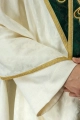 Ręcznie zdobiony ornat ecru z aksamitną lamówką i kamieniami naturalnymi - LE/7043/05/PA01 - HAF LE/7043/05/PA01 - Dewocjonalia P.H. Jakóbczak - Katolicki sklep liturgiczny i hurtownia