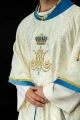 Ornat maryjny ecru ręcznie zdobiony kamieniami naturalnymi - HM/7006/05/88 - HAF HM/7006/05/88 - Dewocjonalia P.H. Jakóbczak - Katolicki sklep liturgiczny i hurtownia