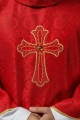 Ornat czerwony haftowany z symbolem krzyża - KOR/227/02/11 - HAF KOR/227/02/11 - Dewocjonalia P.H. Jakóbczak - Katolicki sklep liturgiczny i hurtownia