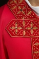 Ornat czerwony bogato haftowany ozdobiony czerwonymi kamieniami - LE/7004/02 - HAF LE/7004/02 - Dewocjonalia P.H. Jakóbczak - Katolicki sklep liturgiczny i hurtownia
