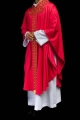 Ornat czerwony bogato haftowany ozdobiony czerwonymi kamieniami - LE/7004/02 - HAF LE/7004/02 - Dewocjonalia P.H. Jakóbczak - Katolicki sklep liturgiczny i hurtownia