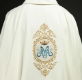 Ornat ecru z motywem maryjnym i złotym haftem - KOR/232/05/12 - HAF KOR/232/05/12 - Dewocjonalia P.H. Jakóbczak - Katolicki sklep liturgiczny i hurtownia