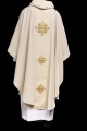 Ornat ecru z aksamitnym pasem i haftem krzyża - LE/7030/05 - HAF LE/7030/05 - Dewocjonalia P.H. Jakóbczak - Katolicki sklep liturgiczny i hurtownia