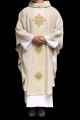 Ornat ecru z aksamitnym pasem i haftem krzyża - LE/7030/05 - HAF LE/7030/05 - Dewocjonalia P.H. Jakóbczak - Katolicki sklep liturgiczny i hurtownia