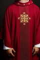 Ornat czerwony haftowany na aksamicie z symbolem czerwonego krzyża - LE/7029/02 - HAF LE/7029/02 - Dewocjonalia P.H. Jakóbczak - Katolicki sklep liturgiczny i hurtownia