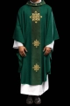 Ornat zielony z zielonym aksamitnym pasem i haftem krzyża - LE/7030/01 - HAF LE/7030/01 - Dewocjonalia P.H. Jakóbczak - Katolicki sklep liturgiczny i hurtownia