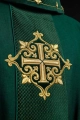 Ornat zielony z zielonym aksamitnym pasem i haftem krzyża - LE/7030/01 - HAF LE/7030/01 - Dewocjonalia P.H. Jakóbczak - Katolicki sklep liturgiczny i hurtownia