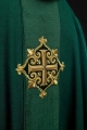 Ornat zielony z zielonym aksamitnym pasem i haftem krzyża - LE/7030/01 - HAF LE/7030/01 - Dewocjonalia P.H. Jakóbczak - Katolicki sklep liturgiczny i hurtownia
